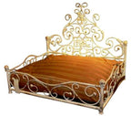 French Iron WHITE SCROLL Dog Pet Cat Bed Victorian Antique Fleur de Lis European by Intelligent