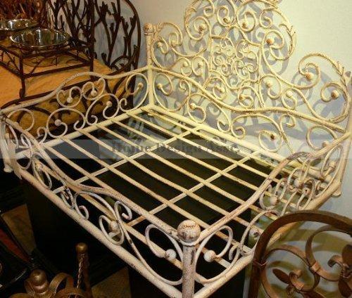 French Iron WHITE SCROLL Dog Pet Cat Bed Victorian Antique Fleur de Lis European by Intelligent