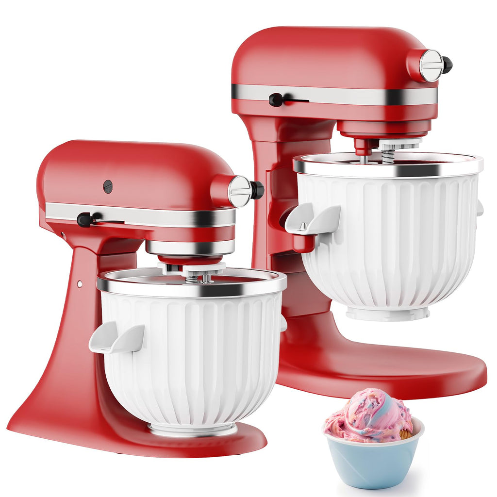 Ice Cream Maker Attachment for  Stand Mixers, Ice Cream Maker Machine Compatible with 4.5QT and Larger  Mixers, 2-Quart Capacity, Sorbet and Gelato Maker Accessory by