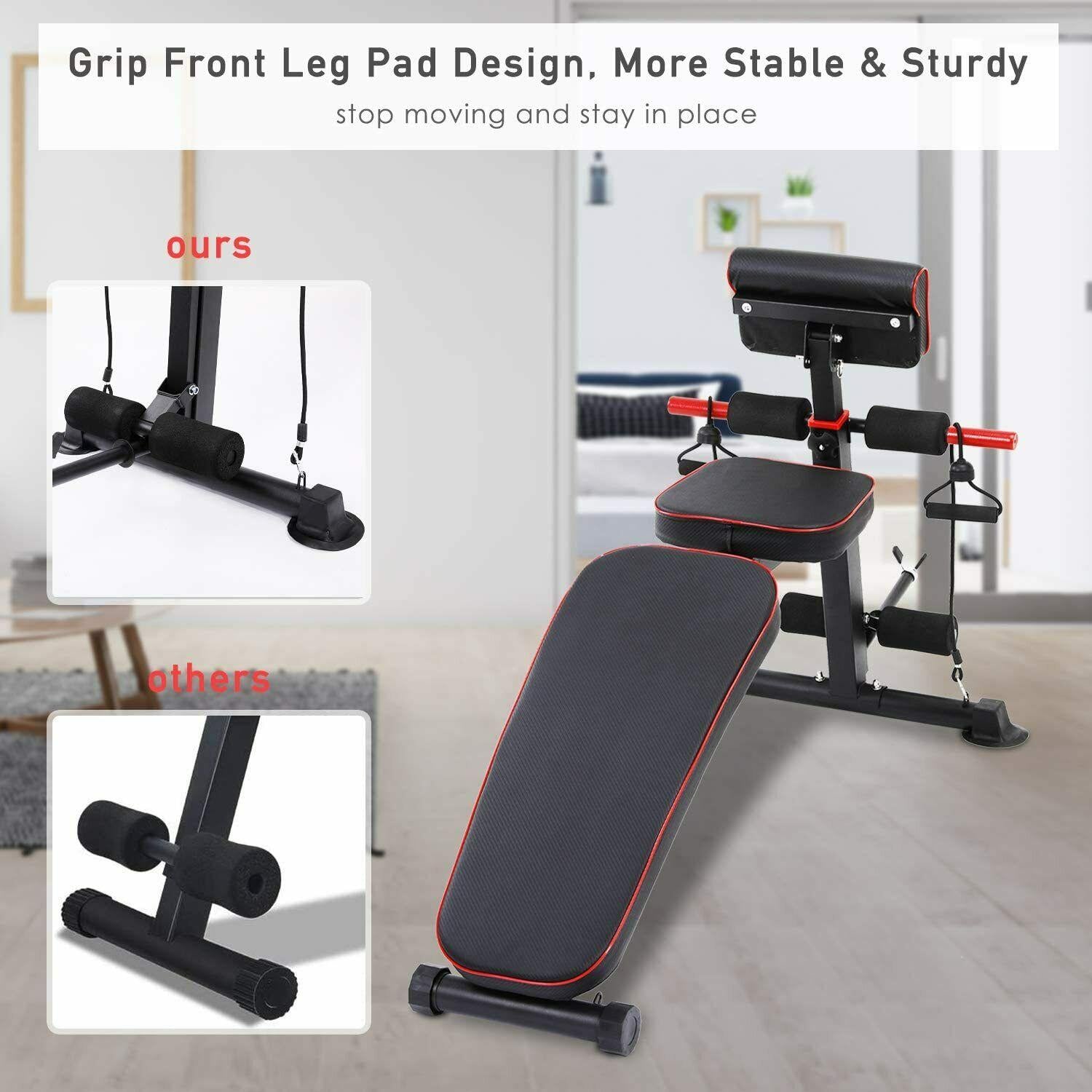CINAK Foldable Weight Bench with Adjustable Backrest and Preacher Pad, Full Body Training Workout Sit Up Bench for Home Fitness Gym Exercise Sports Up to 500 Pounds