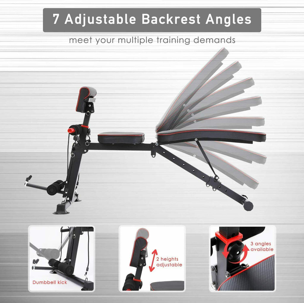 CINAK Foldable Weight Bench with Adjustable Backrest and Preacher Pad, Full Body Training Workout Sit Up Bench for Home Fitness Gym Exercise Sports Up to 500 Pounds