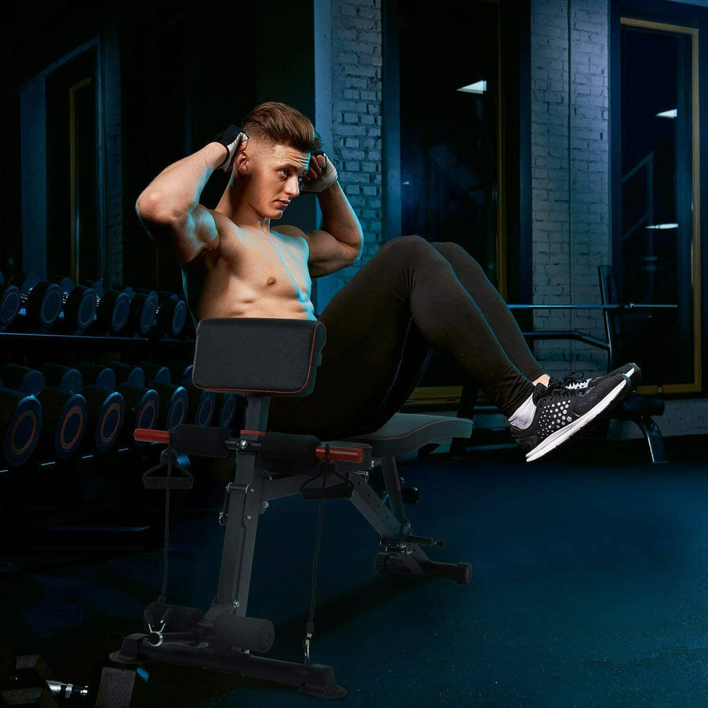 CINAK Foldable Weight Bench with Adjustable Backrest and Preacher Pad, Full Body Training Workout Sit Up Bench for Home Fitness Gym Exercise Sports Up to 500 Pounds