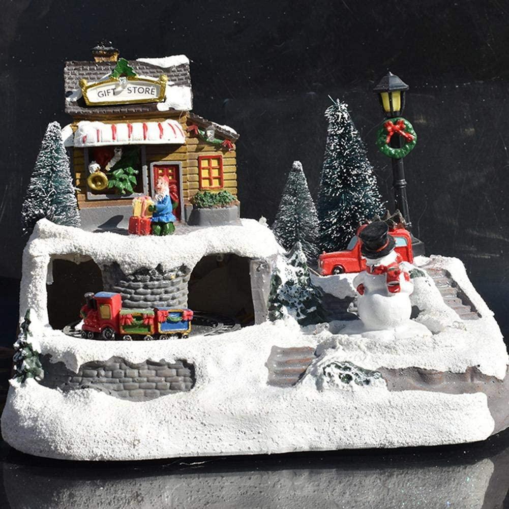 ZMDZA Christmas Glowing LED Light Music House European Style House Exquisite Crafts CottaChristmas Snowman Santa Decorations Gifts (Size : Style 2)