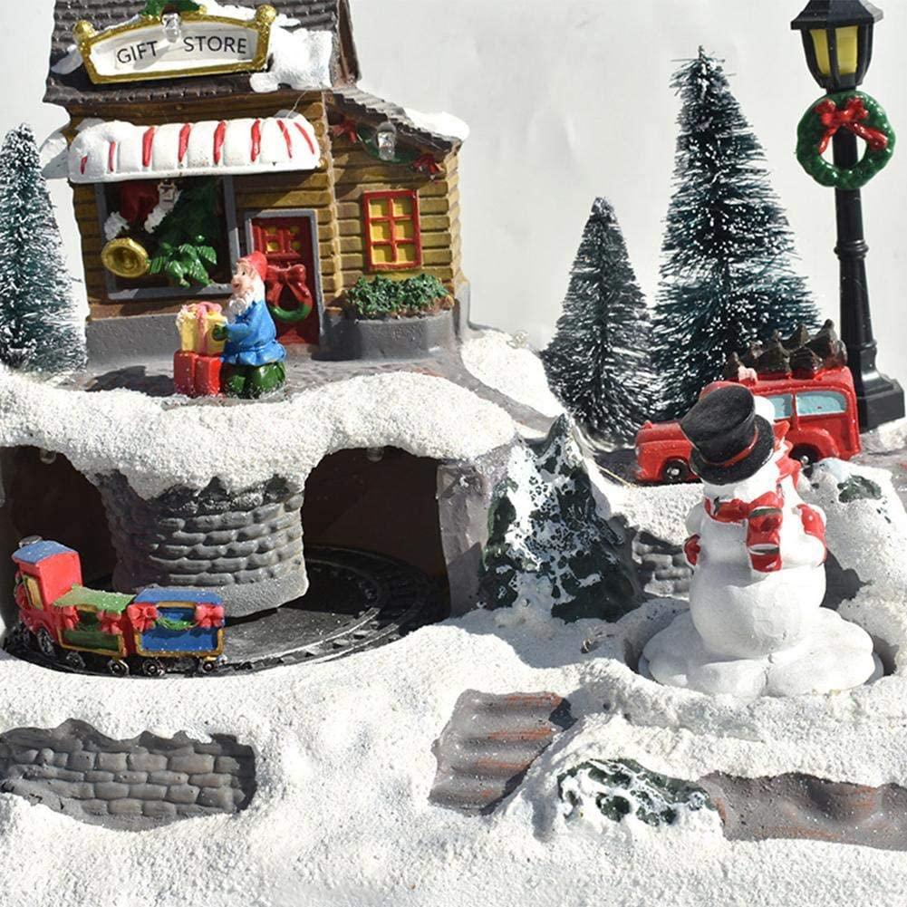 ZMDZA Christmas Glowing LED Light Music House European Style House Exquisite Crafts CottaChristmas Snowman Santa Decorations Gifts (Size : Style 2)