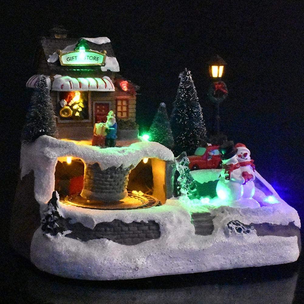 ZMDZA Christmas Glowing LED Light Music House European Style House Exquisite Crafts CottaChristmas Snowman Santa Decorations Gifts (Size : Style 2)