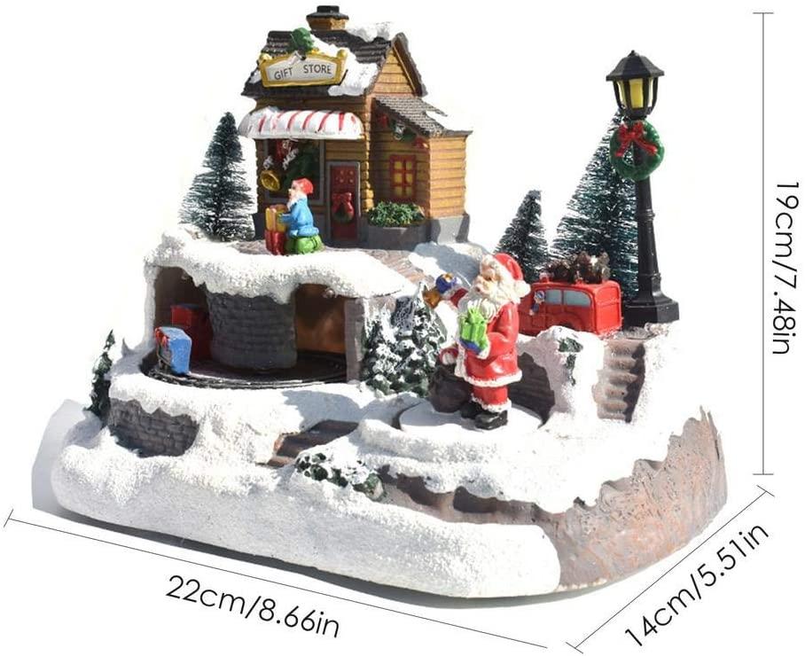 ZMDZA Christmas Glowing LED Light Music House European Style House Exquisite Crafts CottaChristmas Snowman Santa Decorations Gifts (Size : Style 2)