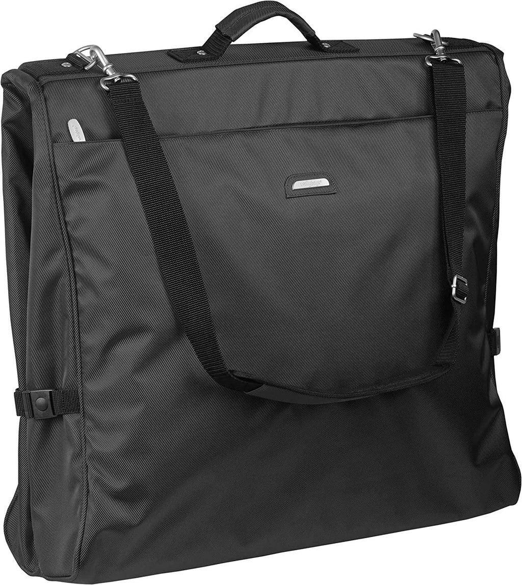 45" Premium Framed Garment Bag with Shoulder Strap and Multiple Pockets, Black, inch