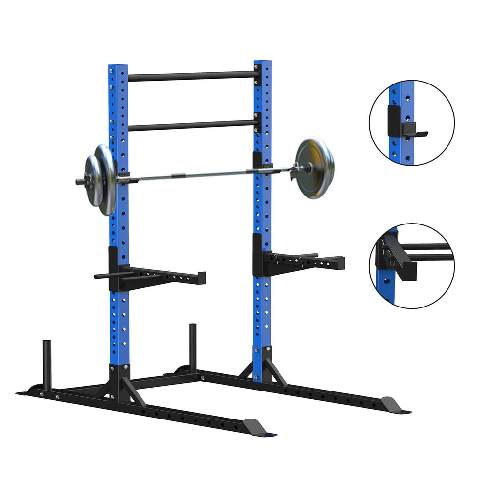 Joppoint Multi-Function Adjustable Power Rack 1200 Lbs Exercise Squat Stand Barbell Rack Strength Training Equipment Power Rack with Pull Up Bar-Blue