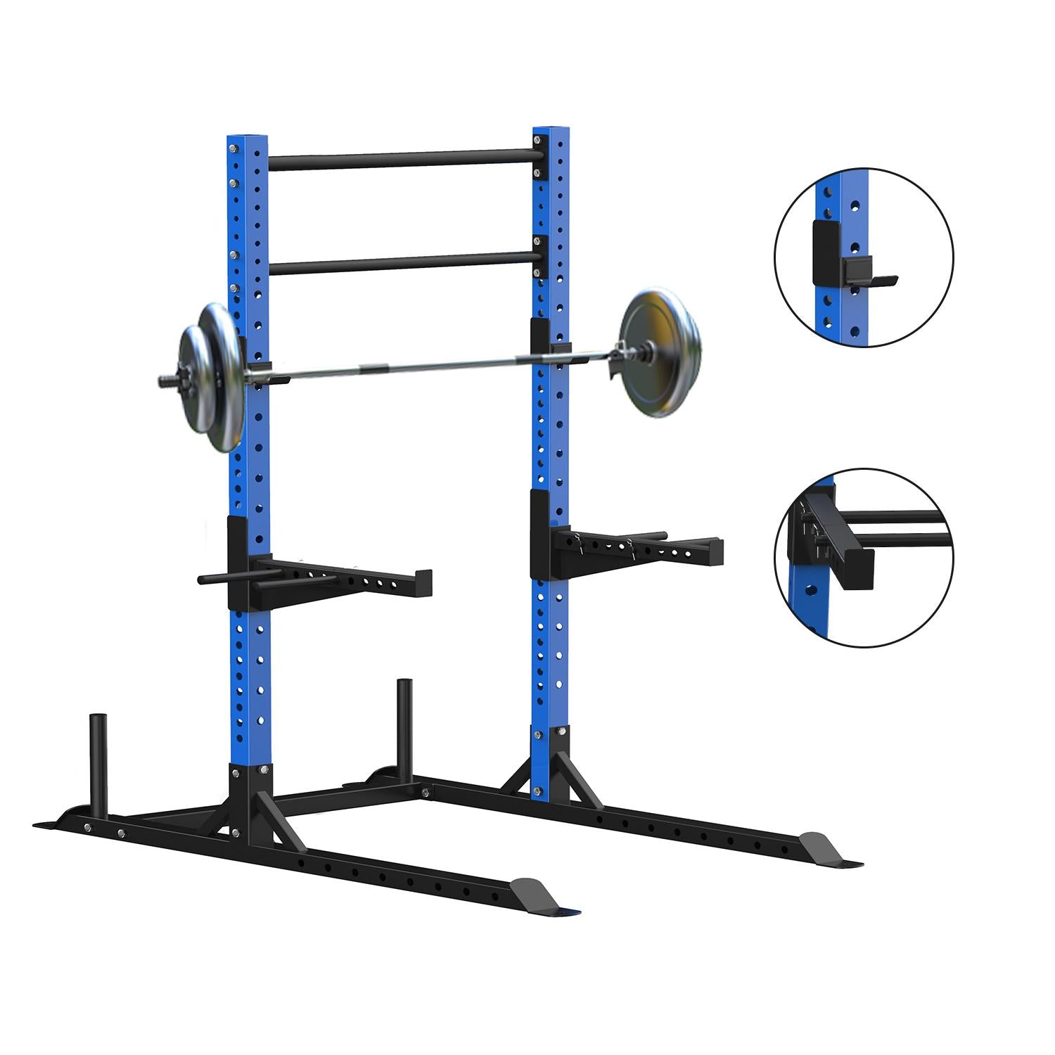 Joppoint Multi-Function Adjustable Power Rack 1200 Lbs Exercise Squat Stand Barbell Rack Strength Training Equipment Power Rack with Pull Up Bar-Blue