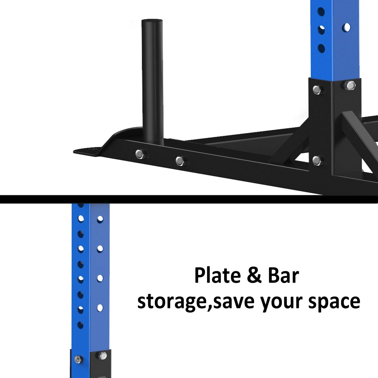 Joppoint Multi-Function Adjustable Power Rack 1200 Lbs Exercise Squat Stand Barbell Rack Strength Training Equipment Power Rack with Pull Up Bar-Blue