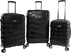 Collins 3 Piece Set Expandable Suitcase with Spinner Wheels, Black, One Size