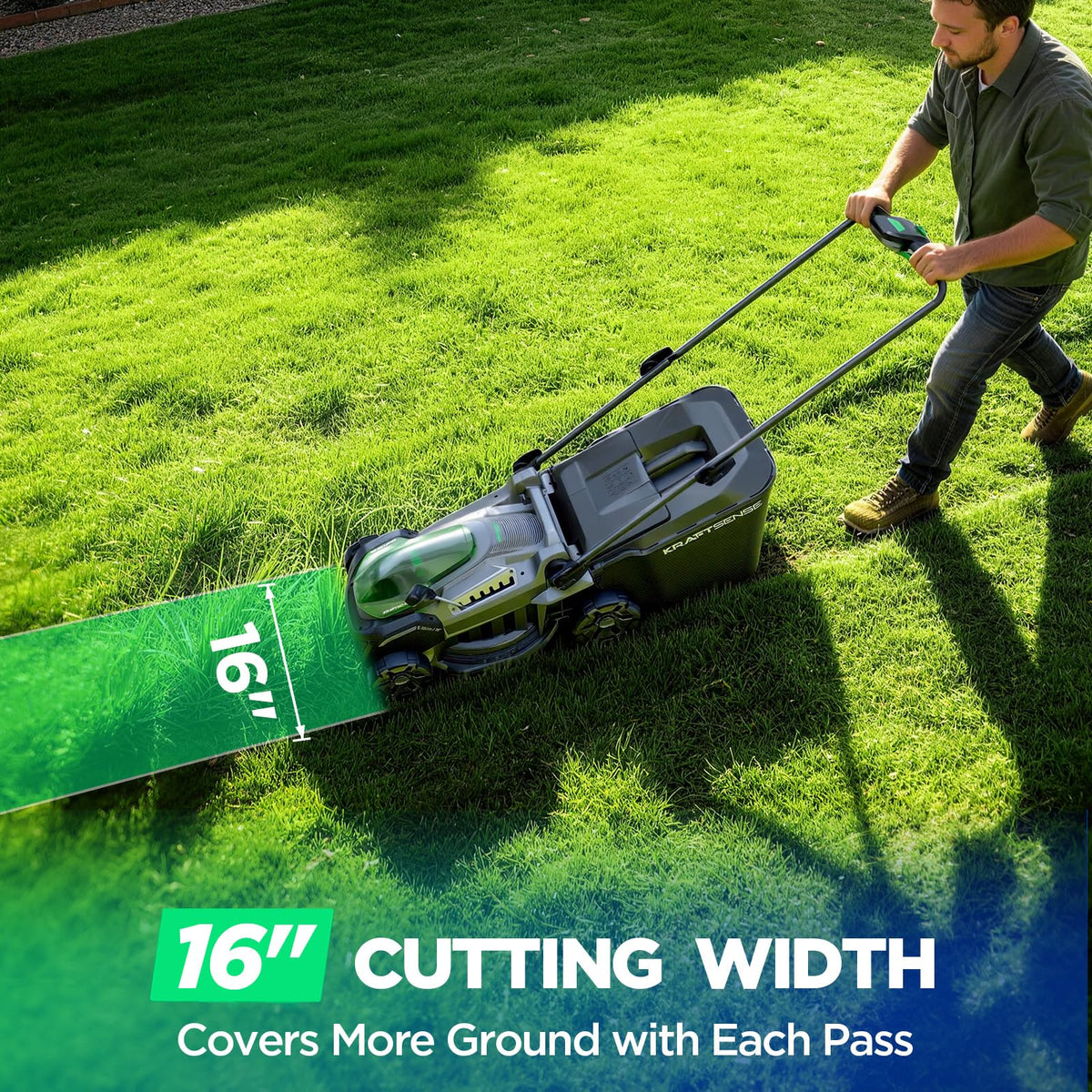 16" Electric Lawn Mower, 40V Cordless Lawn Mower with 2x5.0Ah Batteries &amp; Charger, Brushless Motor, 2-in-1 Mulching &amp; Bagging, 6-Position Height Adjustment, for Small to Medium Yards