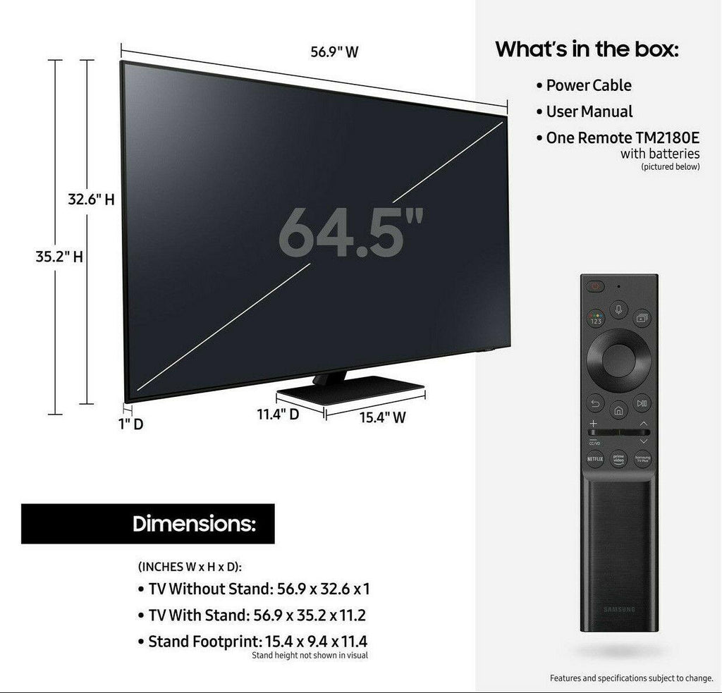 samsung qn85a 65" 4k ultra hd hdr smart neo qled tv - 2021 model *qn65qn85a
