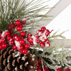 24 in. Artificial Dia Flocked Pinecone and Berry Wreath with Wooden Window Frame