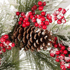 24 in. Artificial Dia Flocked Pinecone and Berry Wreath with Wooden Window Frame