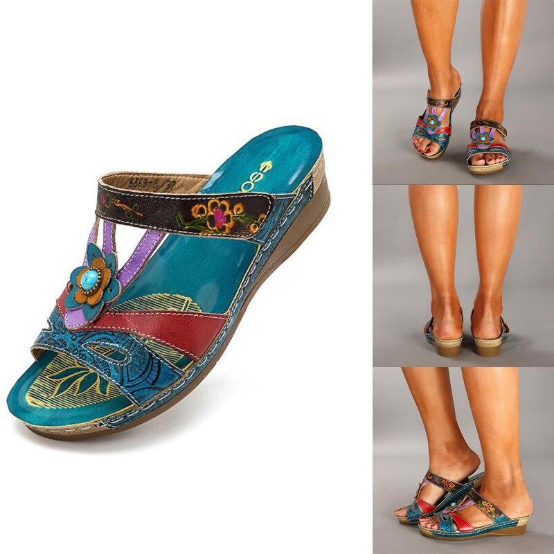 Women Flower Handmade Retro Bohemian Fashion Slipers