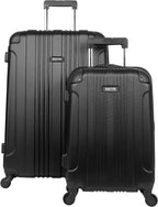Out Of Bounds Luggage Collection Lightweight Durable Hardside 4-Wheel Spinner Travel Suitcase Bags, Midnight Black, 2-Piece Set (20" &amp; 28")