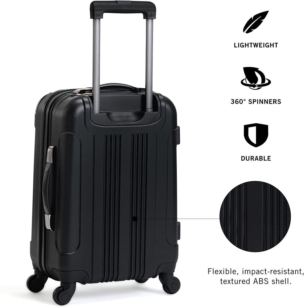 Out Of Bounds Luggage Collection Lightweight Durable Hardside 4-Wheel Spinner Travel Suitcase Bags, Midnight Black, 2-Piece Set (20" &amp; 28")