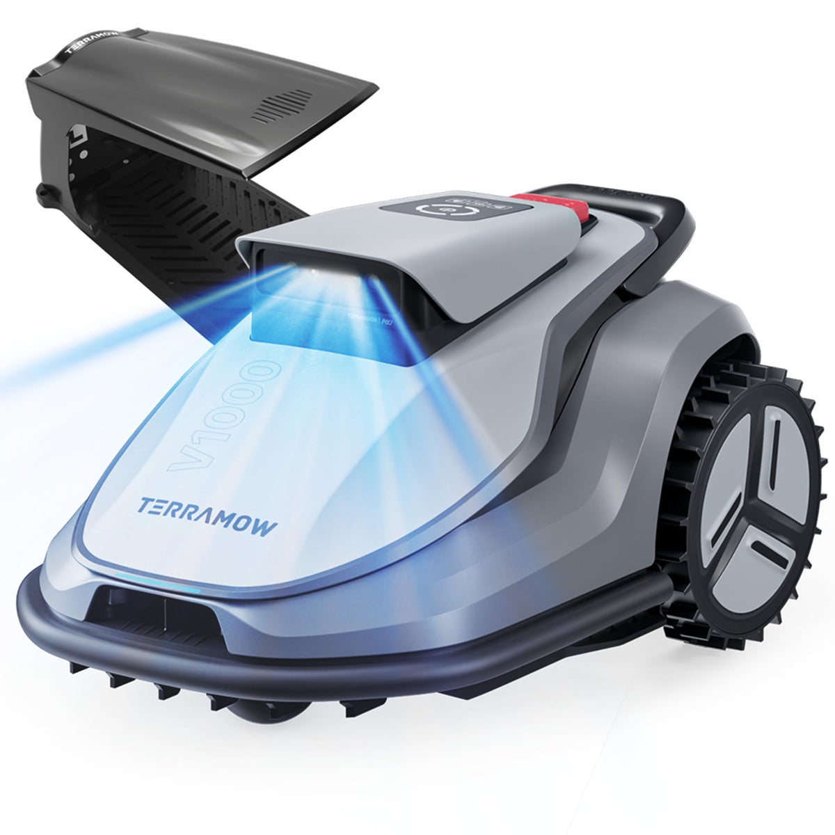 V1000 Robot Lawn Mower with Garage, Max 0.3 Acre, No Wire/RTK, Auto Mapping | Triple-CamAI Vision Navigation and Obstacle Avoidance, Smart App Control, Multi-Zone Management for Complex Gardens