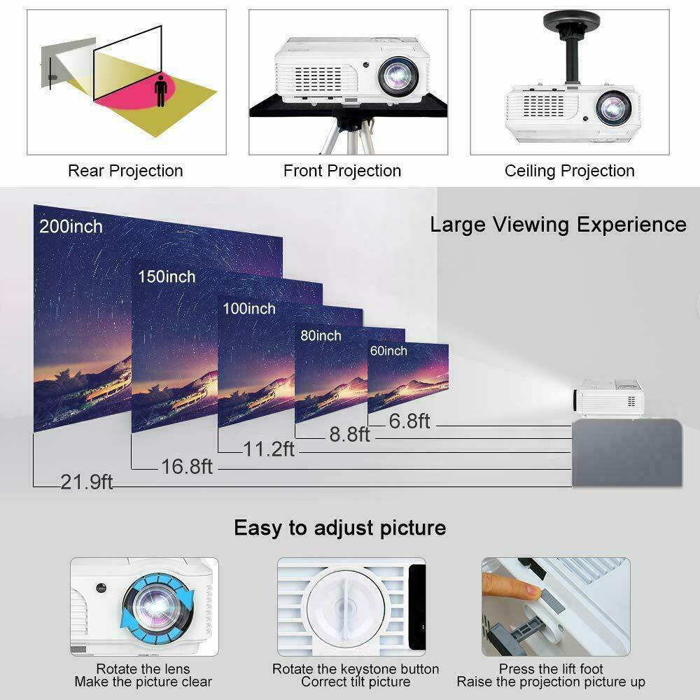1280*800 smart home cinema projector wireless party movie blue tooth airplay tv