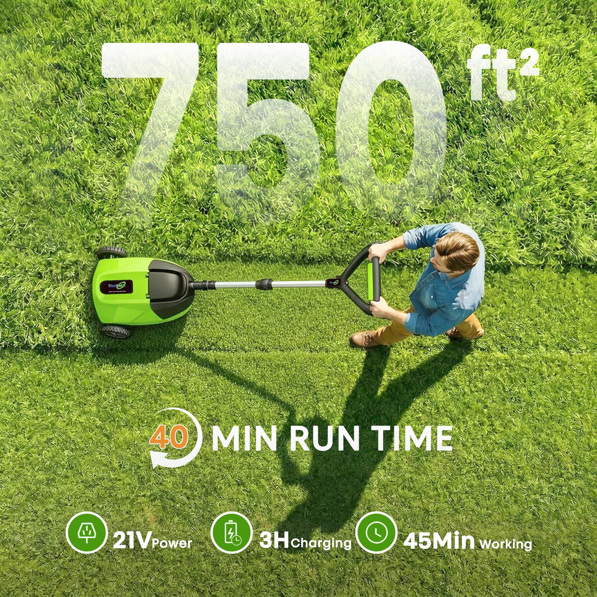Electric Small Lawn Mower with Auto Shut-Off Sensor, 3 Position Cutting Height, 9.9Lbs Lightweight Cordless Push Mower Battery Powered for Garden/Yard/Farm, Gardening Gifts for Parents, Seniors