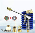 Garden Hose, Expandable Nozzle Spray Gun Expandable High Pressure Metal Car Wash Water Gun Household 3 Times Telescopic Water Pipe Hose Flush Foam Set Watering Lawn (Color : Blue, Size : 75ft)