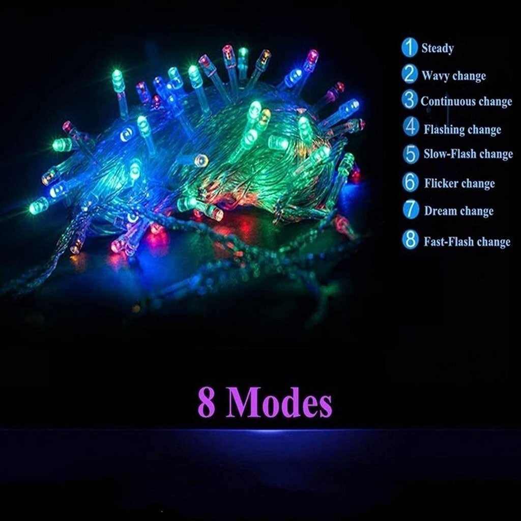 WANGJUNXIU 100 LEDs String Light 10M IP67 Waterproof Fairy Lights Christmas Lights 8 Lighting Effects for Party Living Room Bedroom Patio Garden Xmas Wedding Decoration Halloween String Lights