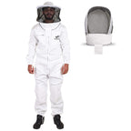 protective beekeeping suit with round fencing veil made with polycotton, professional beekeeper white costume, ventilated beekeeping suit with detachable veil, beekeeper clothing (3xl)
