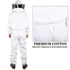 protective beekeeping suit with round fencing veil made with polycotton, professional beekeeper white costume, ventilated beekeeping suit with detachable veil, beekeeper clothing (3xl)
