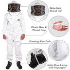 protective beekeeping suit with round fencing veil made with polycotton, professional beekeeper white costume, ventilated beekeeping suit with detachable veil, beekeeper clothing (3xl)