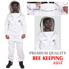 protective beekeeping suit with round fencing veil made with polycotton, professional beekeeper white costume, ventilated beekeeping suit with detachable veil, beekeeper clothing (3xl)