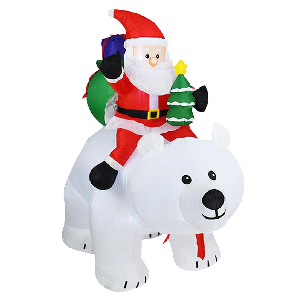 Anself 6.5 Feet Christmas Inflatable Santa Claus rides a Polar Bear to give a gift Outdoor Yard Decoration Holiday Home Decorations LED Lights Outdoors Ornaments