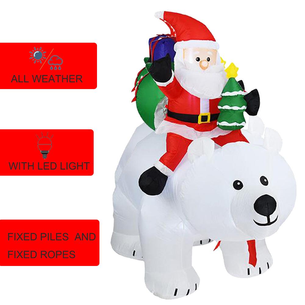 Anself 6.5 Feet Christmas Inflatable Santa Claus rides a Polar Bear to give a gift Outdoor Yard Decoration Holiday Home Decorations LED Lights Outdoors Ornaments