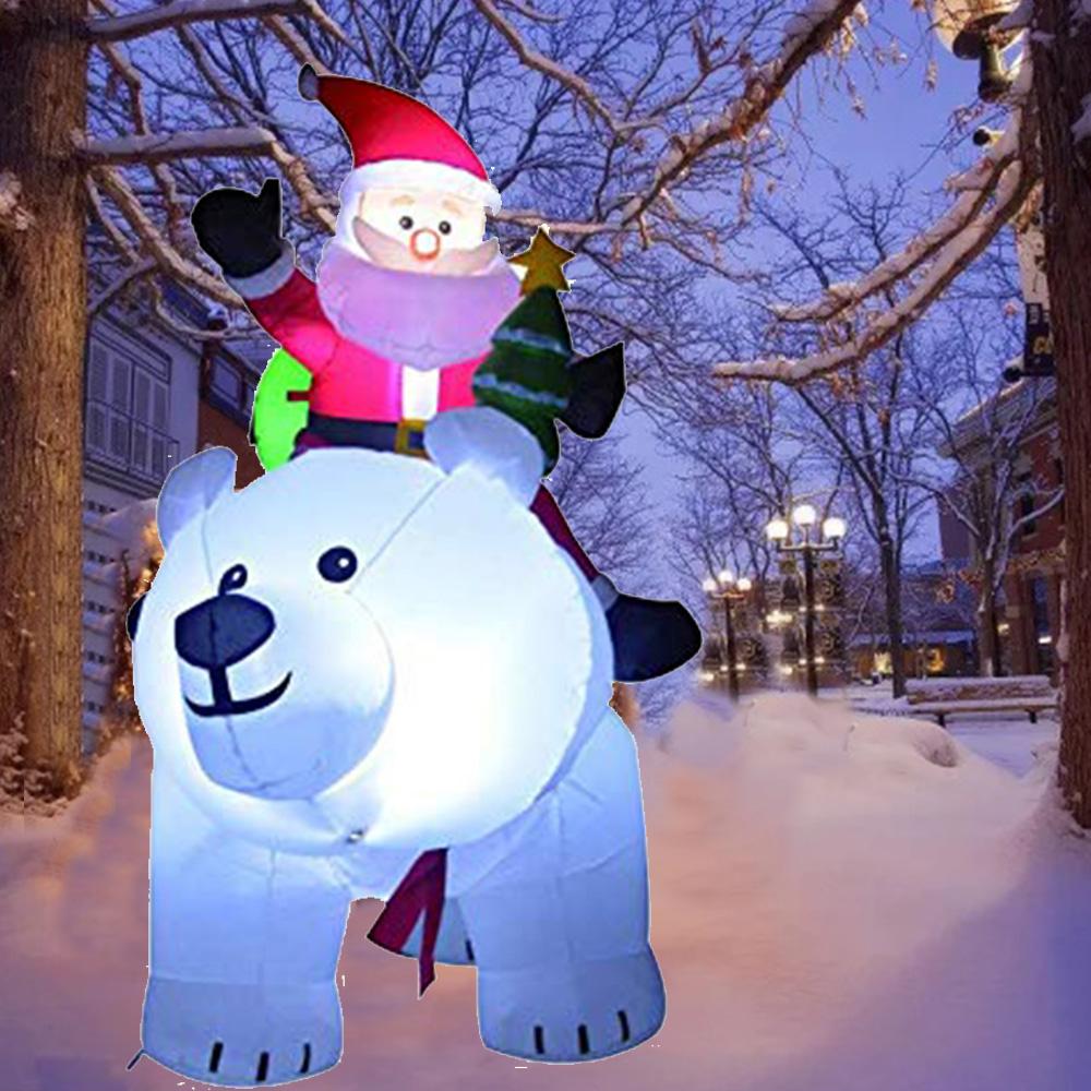 Anself 6.5 Feet Christmas Inflatable Santa Claus rides a Polar Bear to give a gift Outdoor Yard Decoration Holiday Home Decorations LED Lights Outdoors Ornaments