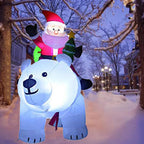 Anself 6.5 Feet Christmas Inflatable Santa Claus rides a Polar Bear to give a gift Outdoor Yard Decoration Holiday Home Decorations LED Lights Outdoors Ornaments