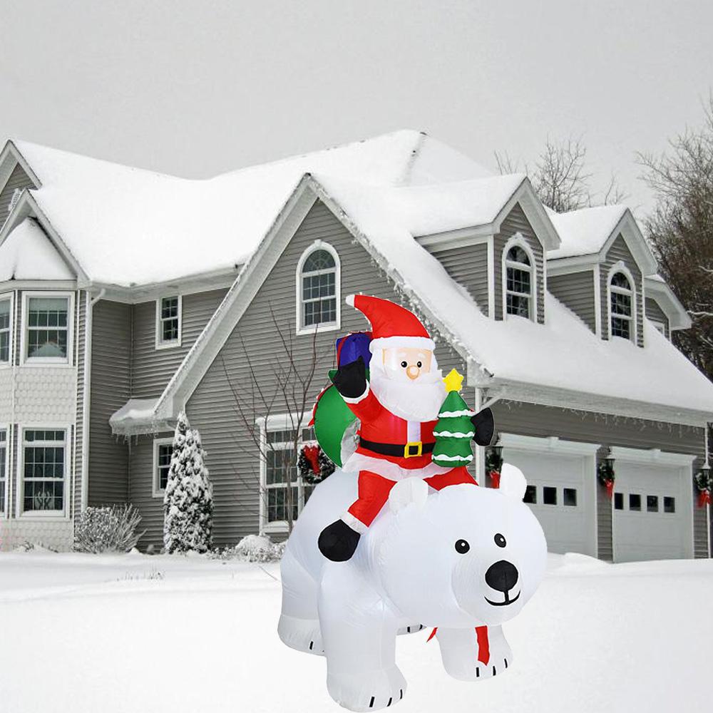 Anself 6.5 Feet Christmas Inflatable Santa Claus rides a Polar Bear to give a gift Outdoor Yard Decoration Holiday Home Decorations LED Lights Outdoors Ornaments