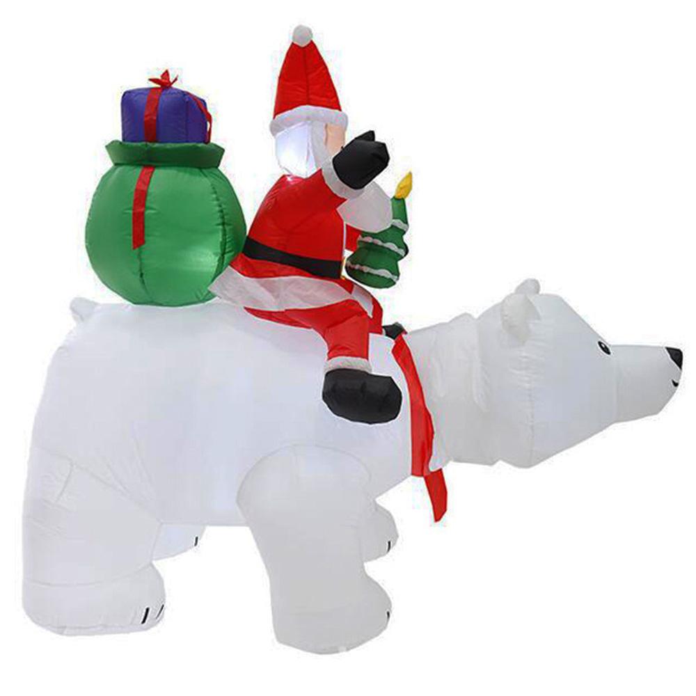 Anself 6.5 Feet Christmas Inflatable Santa Claus rides a Polar Bear to give a gift Outdoor Yard Decoration Holiday Home Decorations LED Lights Outdoors Ornaments
