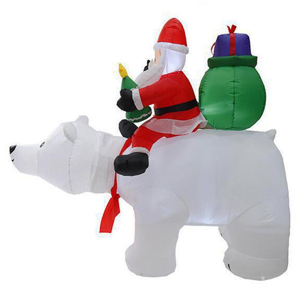 Anself 6.5 Feet Christmas Inflatable Santa Claus rides a Polar Bear to give a gift Outdoor Yard Decoration Holiday Home Decorations LED Lights Outdoors Ornaments
