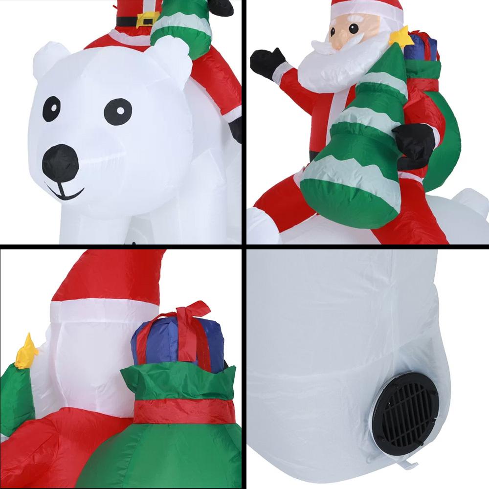 Anself 6.5 Feet Christmas Inflatable Santa Claus rides a Polar Bear to give a gift Outdoor Yard Decoration Holiday Home Decorations LED Lights Outdoors Ornaments