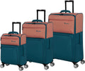 Duo-Tone 3 Piece Softside 4 Wheel Spinner Set, Peach/Sea Teal, 3 Pc