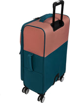 Duo-Tone 3 Piece Softside 4 Wheel Spinner Set, Peach/Sea Teal, 3 Pc