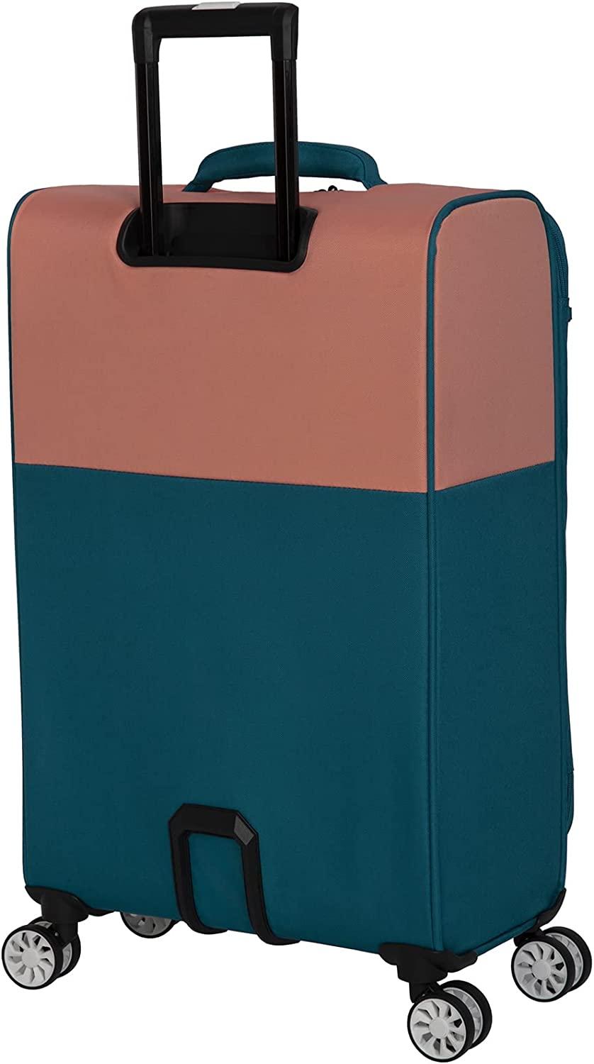 Duo-Tone 3 Piece Softside 4 Wheel Spinner Set, Peach/Sea Teal, 3 Pc