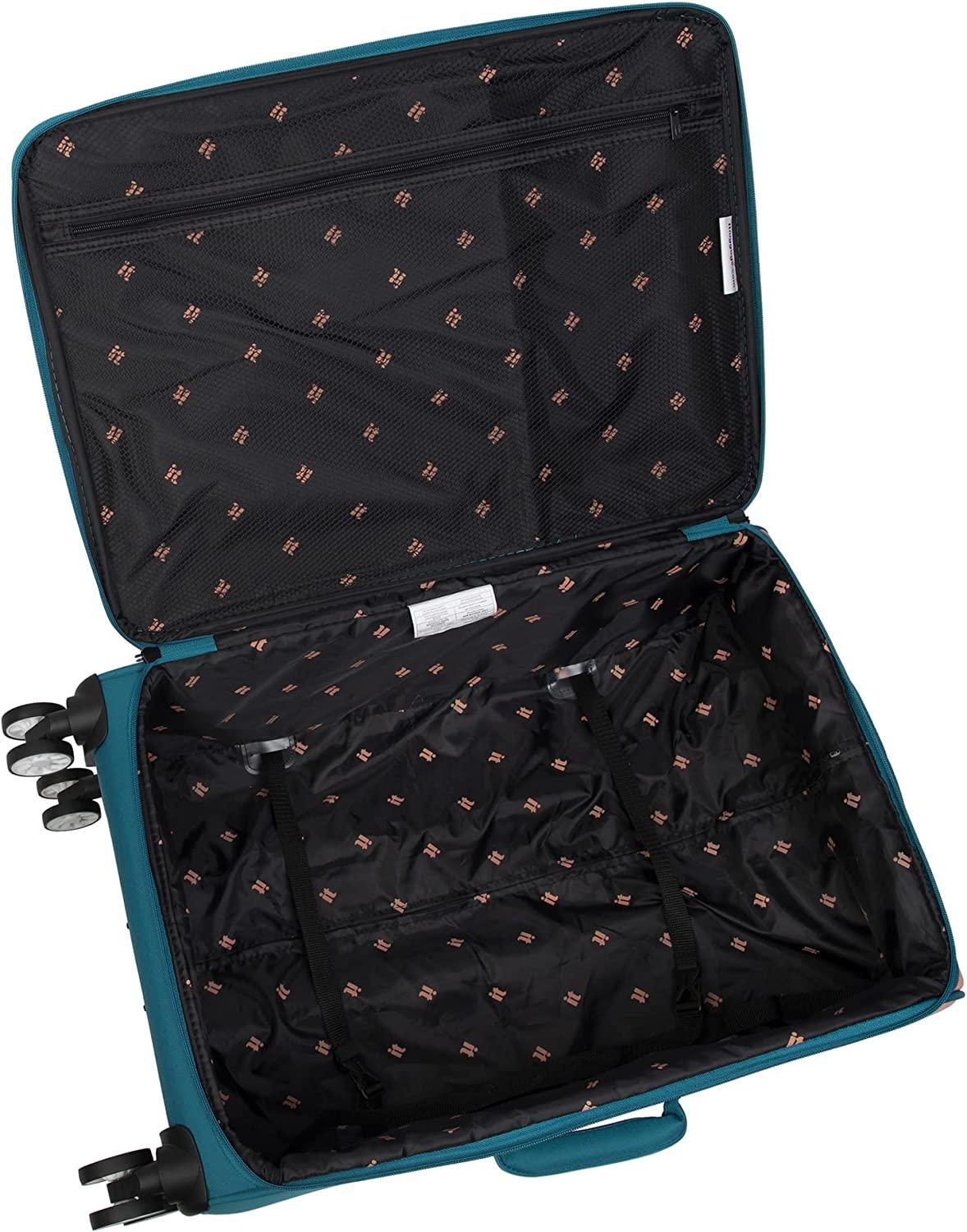 Duo-Tone 3 Piece Softside 4 Wheel Spinner Set, Peach/Sea Teal, 3 Pc