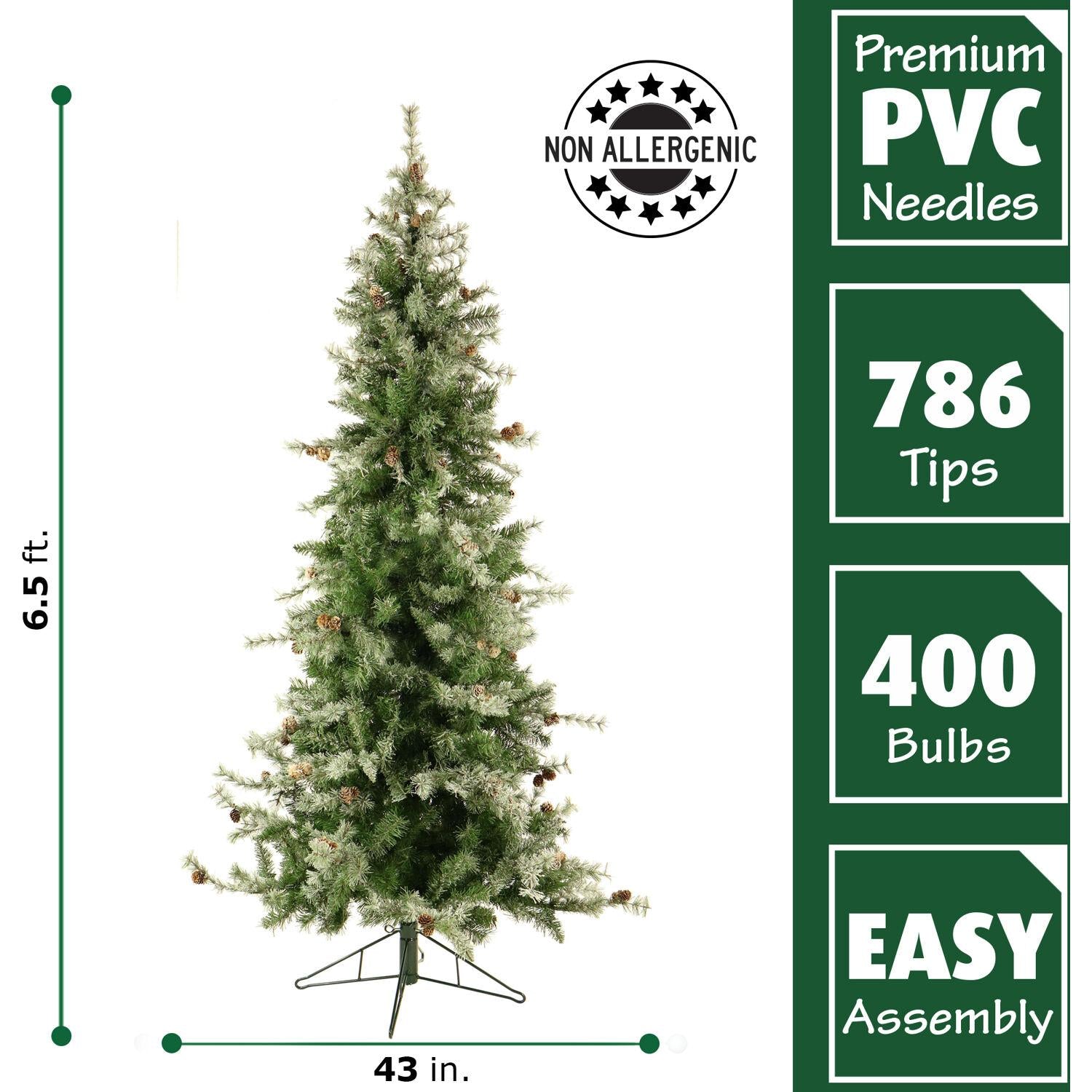 Fraser Hill Farm 6.5 Ft. Buffalo Fir Slim Artificial Christmas Tree with Multi-Color LED String Lighting