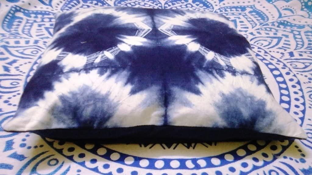 Indigo Blue Pillow Covers, Tie Dye Shibori Cushion Covers, Decorative Cotton Throw, Shibori Sofa Pillow Cases, Bohemian Pillow Shams Outdoor Cushion Cover 16x16 (50)