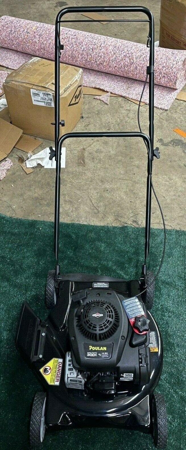 THREE POULAN 20" CUT PUSH LAWN MOWERS WITH 125cc BRIGGS AND STRATTON ENGINES USA