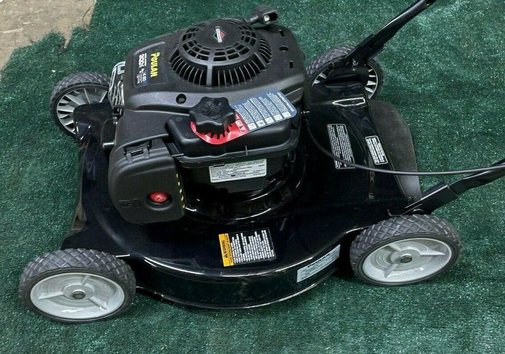 THREE POULAN 20" CUT PUSH LAWN MOWERS WITH 125cc BRIGGS AND STRATTON ENGINES USA