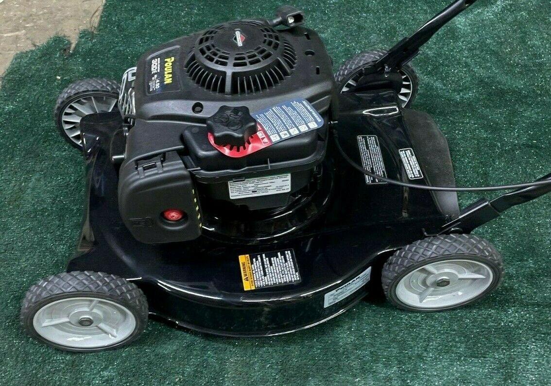 THREE POULAN 20" CUT PUSH LAWN MOWERS WITH 125cc BRIGGS AND STRATTON ENGINES USA