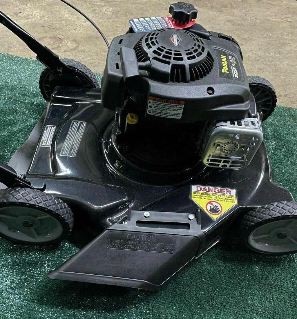 THREE POULAN 20" CUT PUSH LAWN MOWERS WITH 125cc BRIGGS AND STRATTON ENGINES USA