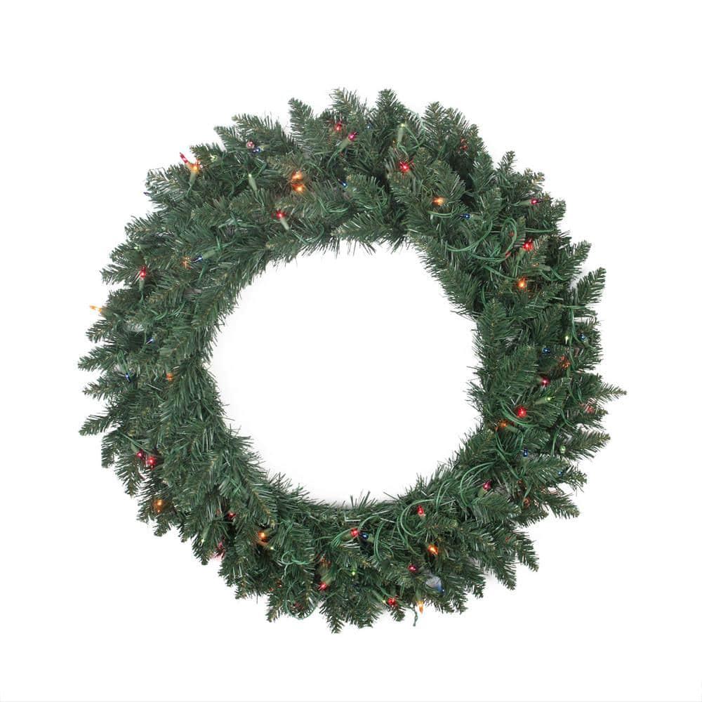 30 in. Pre-Lit Traditional Pine Artificial Christmas Wreath with Multi-Lights